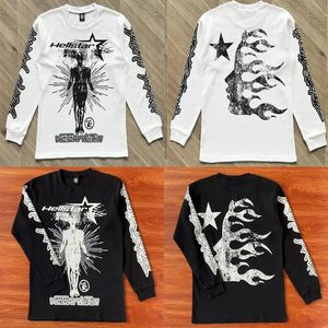 Sudaderas con capucha para hombre Sudaderas Hellstar Camiseta de manga larga Impresión grande Hell Star Negro Blanco Hombres Mujeres Top Camiseta 231215