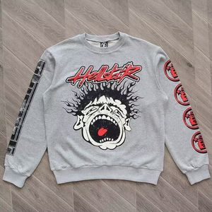 Sweats à capuche masculine Sweatshirts Hellstar Pullover High Street Round Neck Letter Graffiti Print Men Women Sports Fashion Pullover 230812