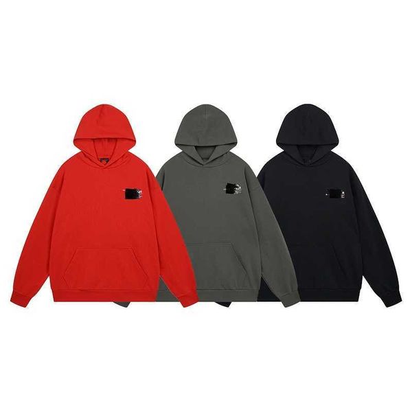 Sudaderas con capucha para hombre Sudaderas Edición alta Paris b Suéter familiar Patrón de onda de cola Bordado de letras Cinta negra con capucha y top para mujer