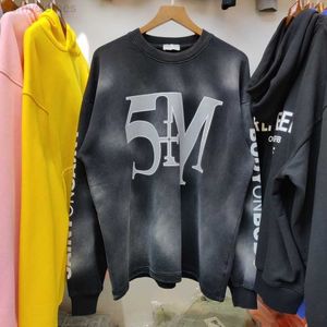 Heren Hoodies Sweatshirts Hoge kwaliteit 5M Letter Mode Sweatshirts met lange mouwen Heren 1 1 Saint Michael Dames Ronde hals Mooi gewassen zware stof hoodie