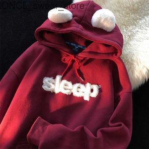 Sudaderas con capucha para hombre Sudaderas con capucha de orejas de conejo de alta calidad Mujeres Invierno Felpa Espesada Parejas Sudadera con capucha de gran tamaño coreana Harajuku Grunge Y2k RopaH24124