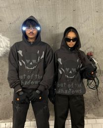 Luvtröjor för herr Tröjor av hög kvalitet y2k kläder goth harajuku anime hoodies dam Luvtröja med mörkt skalletryck par oversized streetwear 230707