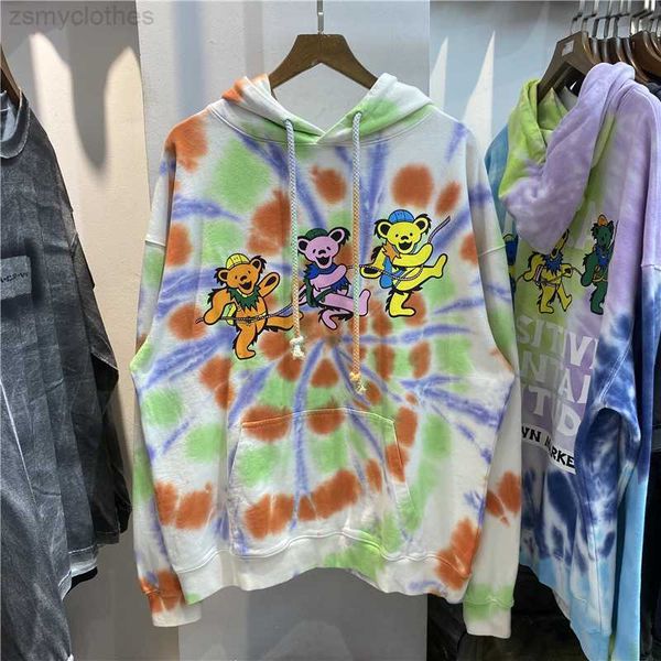 Sweats à capuche pour hommes Sweatshirts de haute qualité Trois petits ours Mode Hommes Sweat à capuche Tie-Dye Cartoon Bear Femmes Pull Casual Harajuku Sweat à capuche