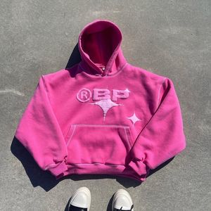 Heren Hoodies Sweatshirts High Street Beauty Sweet Letter Foam Sticker Y2K-stof Modieus Roze Ronde hals Pocket Cut Hoodie Herfst en winter Nieuwe stijl 230914