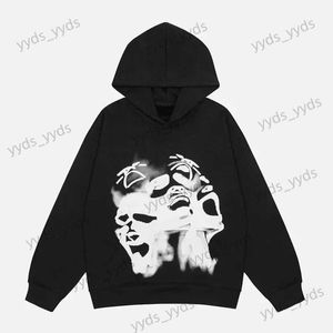 Hoodies voor heren Sweatshirts Hiphop Pullover met lange mouwen Grunge Goth Los Retro Harajuku Esthetiek Punk Y2K Sweatshirt met capuchon Goth Casual hoodie-top T231123