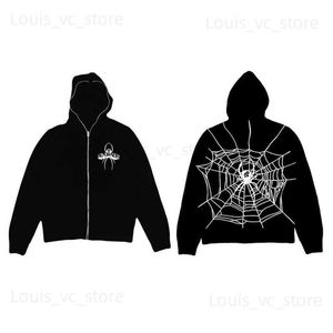 Sudaderas para hombres sudaderas sudaderas hip hop hombres sudaderas sudaderas con capucha llena de araña estampada estampada harajuku y2k jueves de invierno con capucha de otoño de crianza informal T2312221