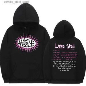 Sweats à capuche masculine Sweatshirts Hole Love Spell Lyrics Hip Hop Vintage Hop Hop Men Femmes Sweatons surdimensionnés Courtney Love Beautiful Monsters 90S Rock Band Clothes Q240528