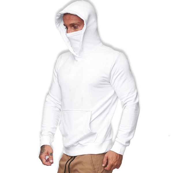 Männer Hoodies Sweatshirts Mit Kapuze Langarm Casual Streetwear Gesichtsmaske Einfarbig Sportswear Pullover 230206
