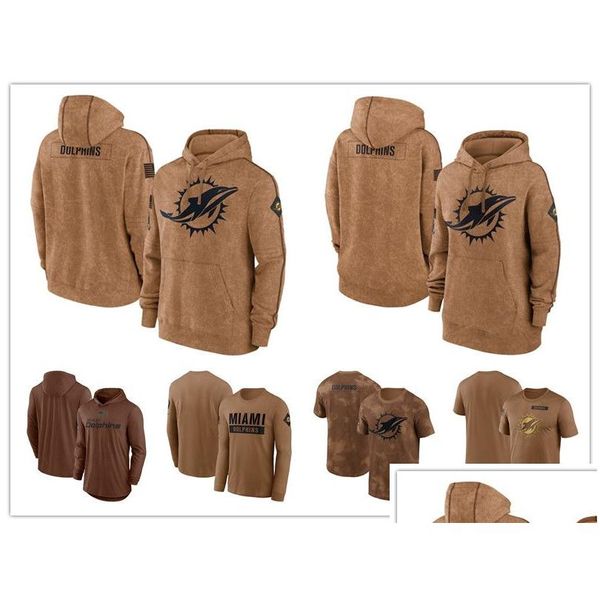 Sweats à capuche pour hommes Sweatshirts Sweat à capuche Miamidolphinsmen Femmes 2023 Salute To Service T-shirt à manches longues - Brown Drop Delivery Apparel M Ot39V