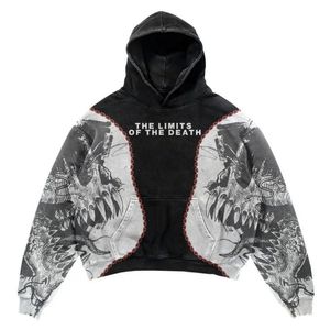 Sudaderas con Capucha para Hombre Sudaderas con Capucha Estilo Punk Gótico Estampado De Calavera Retro Moda Suelta Tendencia Jersey Y2k Crop Top Sudadera