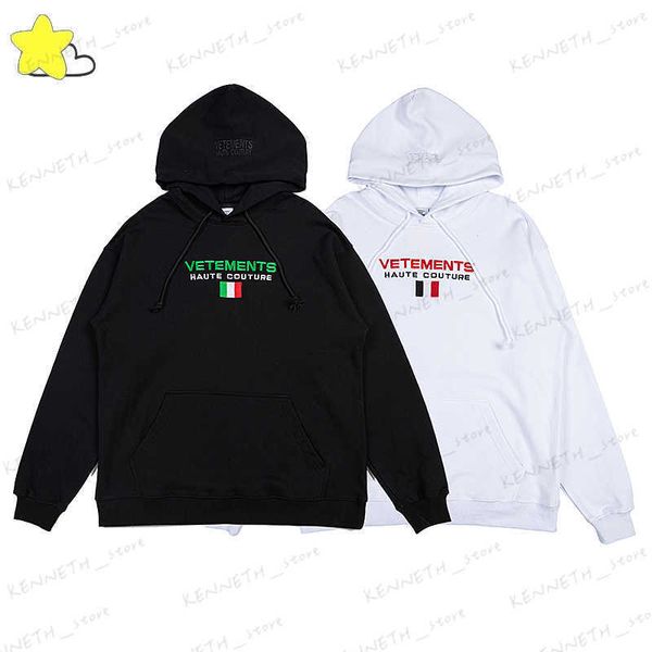 Sudaderas con capucha para hombre Sudaderas con capucha Hombre Mujer 1 1 Patrón de bandera Bordado de letras Oversize Blanco Negro VTM Sudaderas con capucha T230412