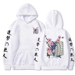 Heren Hoodies Sweatshirts Hot Anime Attack on Titan Wings of Liberty Sakura Wings of Liberty Graphic Men Women Hoodies Plus Size Sweatshirt Strtwear T240510
