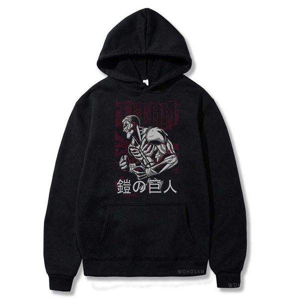 Sweats à capuche masculine Attaque d'anime chaud sur Titan Armored Titan Graphic Print Plus Taille Sweat à capuche Men Femmes Sweatshirts Harajuku Strtwear Vêtements T240510