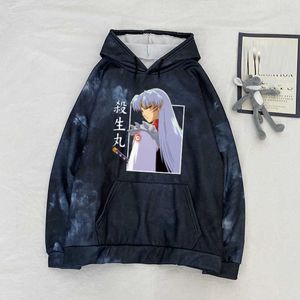 Sweats à capuche pour hommes Sweats à capuche Anime Hot InuYasha Sesshomaru Tie-dye Pulls Tops G221008