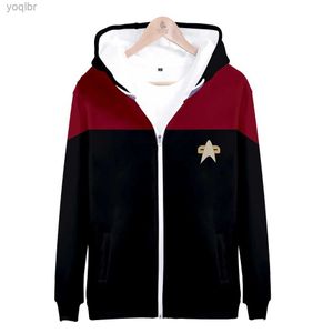 Moletons masculinos Moletons Hot Movie Star Trek Hoodies 3D Moletons Zíper Manga Longa Roupas Star Trek Cosplay Hoodie Plus Size para Homens StreetwearL231212