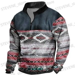 Sweats à capuche pour hommes Sweatshirts Vente chaude Rétro Pull à glissière pour hommes Automne Vêtements pour hommes Impression 3D de haute qualité Casual manches courtes Street Designer Tops T231220