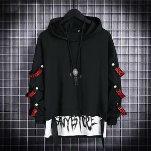 Heren Hoodies Sweatshirts HOUZHOU Hoodie Sweatshirt Casual Zwart Tops Techwear Hip Hop Harajuku Patchwork Japanse Streetwear Zomer 221130