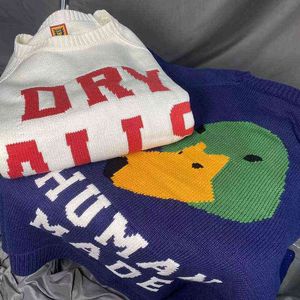 Sweats à capuche pour hommes Sweat-shirts HUMAN MADE Pull tricoté Oversize Hommes Femmes Green Head Duck Print Human Made Pull T220906
