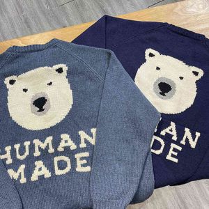 Sudaderas con capucha para hombres Sudaderas Suéter hecho humano Espalda japonesa Oso polar Impresión de letras Hombres Mujeres Hecho a mano Jersey de punto T220901