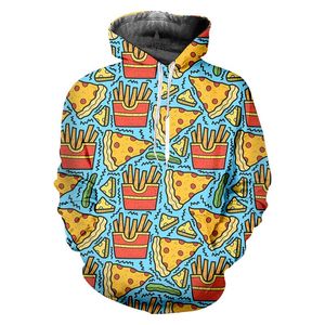 Sweats à capuche pour hommes Sweats IFPD Hip Hop Hoodie Impression 3D Frites Pizza Hommes Manches Longues Graffiti Surdimensionné Pull Streetwear