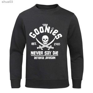 Herenhoodies Sweatshirts In 1985 Goonies Est nooit genoemd sportkleding met dode print heren casual wollen hoodie herfst hoodie met ronde hals eenvoudige oversized topL2403