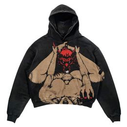 Heren Hoodies Sweatshirts ins custommade demon print hoodies dames streetwear oversized hoodie vintage paren sweatshirt goth Harajuku jas y2k tops 230822