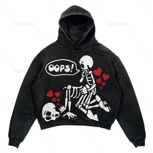 Sweats à capuche masculine Sweatshirts Ins Custommade Skull Print Hoodies Femme Streetwear Sweat à capuche surdimension