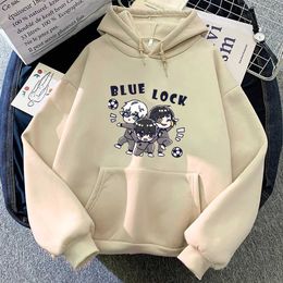 Sweats à capuche masculine Sweatshirts Japon Anime Blue Lock Football Print plus taille Sweat à sweat Femmes Sweatshirt Copinon Casual Boy and Girl Strtwear Pullover T240510
