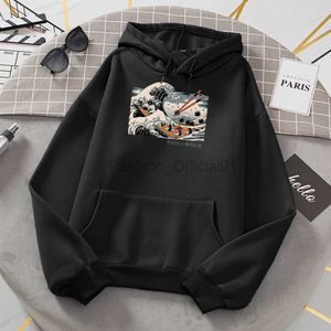 Heren Hoodies Sweatshirts Japan Harajuku Style The Great Sushi Wave Brand Print Hoodie Men Mode Cartoons Sweatshirt pullover Losse hoody nieuwe hoodies D240429