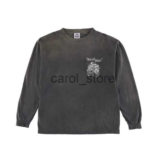 Sweats à capuche pour hommes Sweatshirts japonais Saint Michael Joker imprimé T-shirt à manches longues hommes femmes 1 1 gris foncé rétro vintage T-shirt surdimensionné décontracté hauts Tee J231225