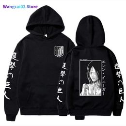 Heren Hoodies Sweatshirts Japanse anime -aanval op titan hoodies eren yeager Men Women Dprinting Sweatshirt met lange mouwen Harajuku 021523H