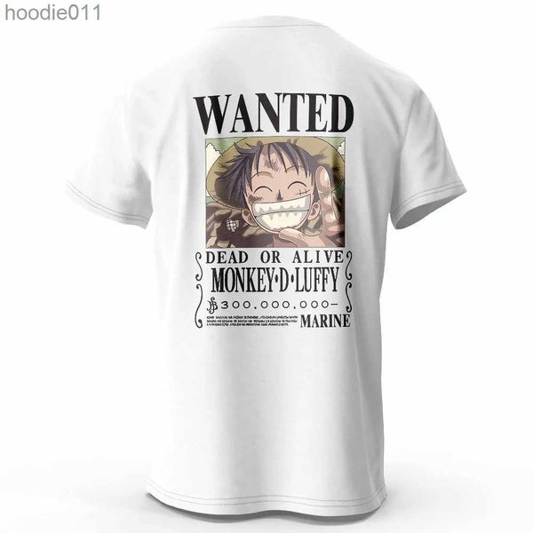 Sweats à capuche pour hommes Anime japonais One Piece Luffy Imprimé T-shirt Womens surdimensionné en coton pur Vêtements C24325