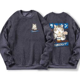 Sweats à capuche masculine Sweatshirts japonais harajuku nouilles et Sushi Cat Sweat Hoody Harajuku S-XXL Sweet-shirt Fashion Quality Automned Streetwear décontracté D240429