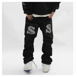 Sweats à capuche pour hommes Sweatshirts Jeans avec imprimé droit Baggy Punk mode Harajuku pantalon imprimé surdimensionné Streetwear Y2k noir Trendyol Hip Hop homme 231018