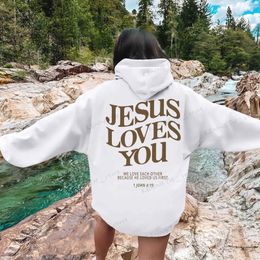 Hoodies voor heren Sweatshirts Jesus Loves You Print Hoodies voor dames Y2K-kleding Lange mouwen Fun Grafische sweatshirts met capuchon 2023 Herfst Winter Pullover Tops T240126