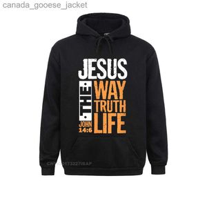 Sweats à capuche pour hommes Sweatshirts Jesus The Way Truth Life John Christian Bible Verse Pull à capuche pour hommes Sweatshirts confortables en gros ClothesL230920