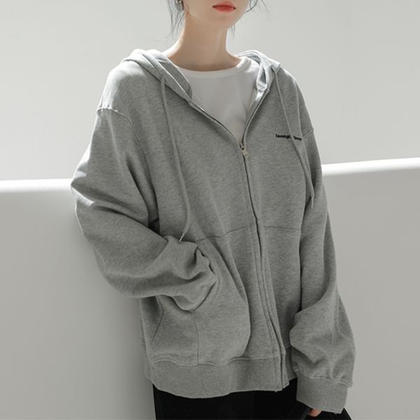 Sudaderas con capucha para hombre Sudaderas JMPRS Algodón puro Mujer Moda Carta Gris Cremallera Sudadera para mujer Casual Coreano Suelto Manga larga Otoño Abrigos femeninos 230322