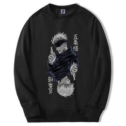 Sweats à capuche masculine Sweatshirts Jujutsu Kaisen Anime GOJO SATORU ANIME HOMMIQUE À SWAODIE GRAPHIQUE TIRÉE 2024 NOUVELLE FOCHIE SUPERDADERAS HOMBRE Q240506