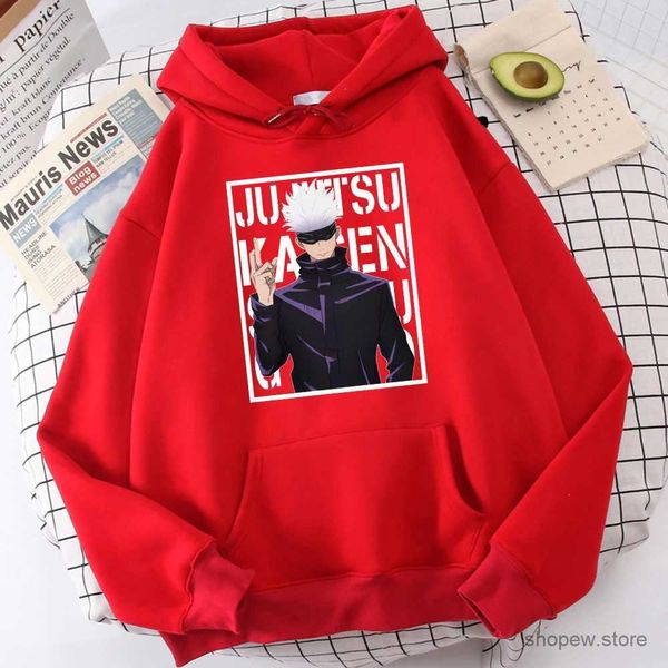 Sudaderas con capucha para hombre Sudaderas Jujutsu Kaisen Anime Satoru Gojou Estampado con capucha Hip Hop Sudadera extragrande Otoño Forro de piel Sudadera con capucha Harajuku S-Xxl Top Hombres