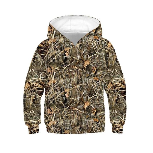 Sudaderas con capucha para hombre Jumeast niños niñas 3D niños sudadera caña camuflaje caza primavera otoño abrigo manga larga niños gorra deportiva