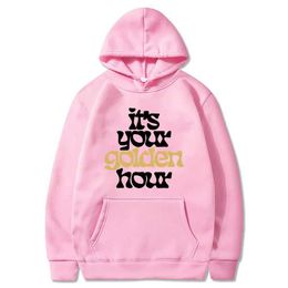 Heren Hoodies Sweatshirts JVKE Golden Hour Shimmer Hoodie Mode Lange Mouw Streetwear Vrouwen Mannen Sweatshirt met capuchon 2023 Hip Hop Kleding LF97