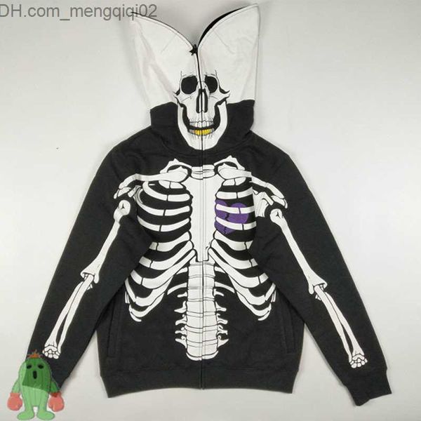 Sudaderas con capucha para hombres sudaderas kapital kapital estampado con cremallera muerte muerte lana negra calavera con capucha sudadera con capucha sudadera con capucha Z230815