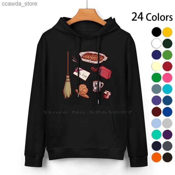 Sudaderas con capucha para hombre Sudaderas Kikis Sudadera con capucha de algodón puro 24 colores Servicio de entrega Kikis dio Ghibli Animación japonesa Bekahbooarts Anime Witch Q231226