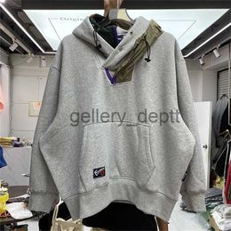 Heren Hoodies Sweatshirts KOLOR Abe Runyi Asymmetrische Splice Hoodie Japanse Oversize Casual Kleur Contrast Heren Hoodie J230918