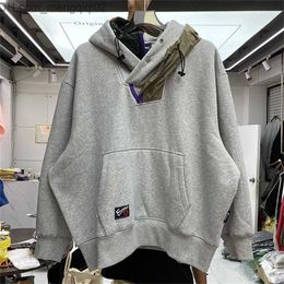 Heren Hoodies Sweatshirts Kolor Abe Runyi Asymmetrisch paneel Hoodie Japan Large Casual Color Contrast Men's Hoodie Z230818