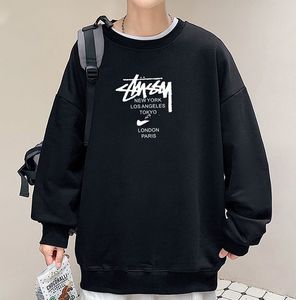 Sweats à capuche pour hommes Sweatshirts Version coréenne de la tendance printemps et automne Ins Col rond T-shirt ample à manches longues Haut pour adolescents