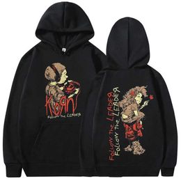 Sweats à capuche masculine Korn Suivez le leader Walkman Sweat à capuche Gothic Rock Band Sweatshirts Men Vintage Vintage surdimension