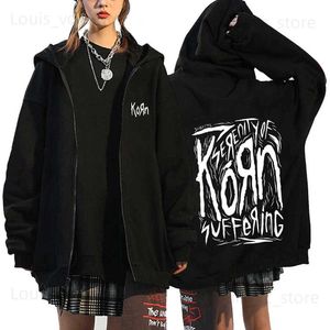 Sudaderas con capucha para hombre Sudaderas Korn Rock Band Estampado con cremallera Sudaderas con capucha Música metal Chaquetas con cremallera para hombre Hip Hop Streetwear Sudaderas Unisex Y2K Cardigan Abrigos T231117