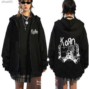 Heren Hoodies Sweatshirts Korn Rits Hoodie Rock Band World Tour Sweatshirt Hip Hop Straatkleding Ritsjas Heren Wol Lange Mouw Y2K ClothingL2403