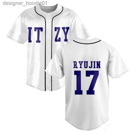 Sweats à capuche masculine Kpop Itzy no My Business Merch Baseball T-shirt Fashion V-col